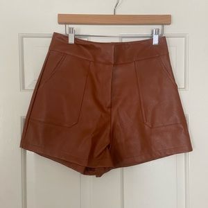 Brown Leather Shorts